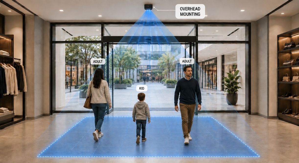 Sensore radar SensMax TAC-B EWP per il conteggio delle persone con installazione dall'alto