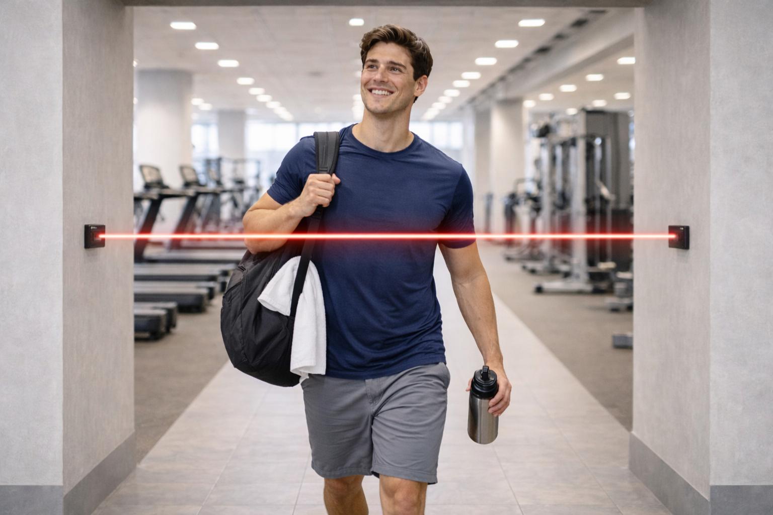 Contapersone bidirezionali SensMax D3 installati in una palestra.