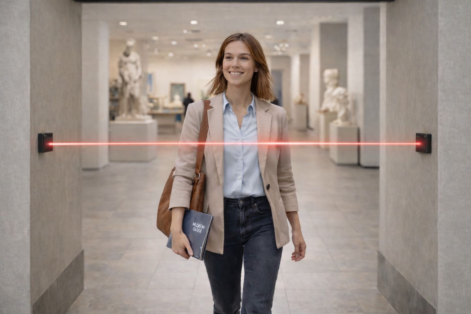 Sensore bidirezionale a infrarossi SensMax D3 per il conteggio delle persone installato presso una porta