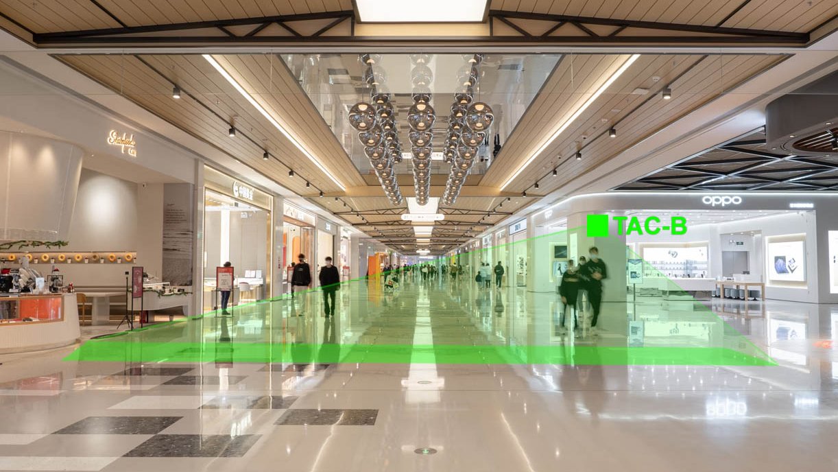 Contapersone radar mmWave Wi-Fi per interni con linee e zone di conteggio